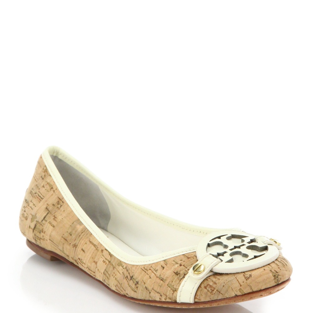 Tory Burch Aaden Leather Trim Cork Ballet Flats